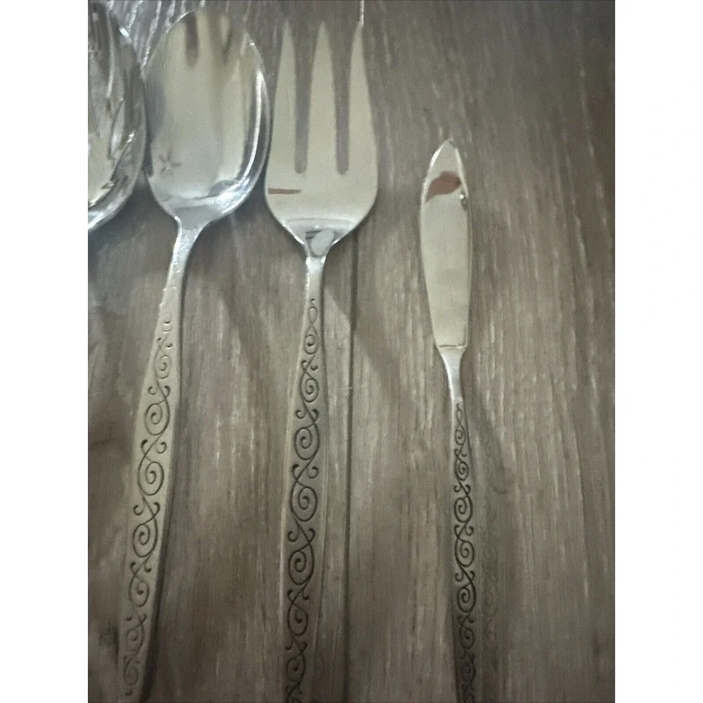 Gorham Spanish Scroll Stainless Serving Spoons Ladle Cold Meat Fork Lot Of‎ 7
